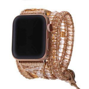 VICTORIA Emerson Elsa Apple Watch Strap Champagne Polished Quartz Gold 3…